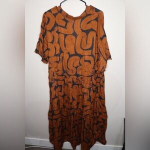 Brown and Black Patterned Dress